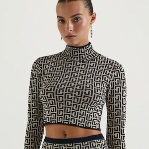 Monogram Cropped Turtle Neck Jumper